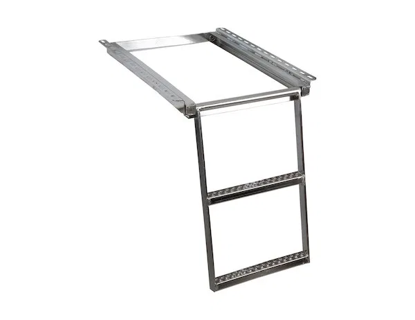 5232001 – BUYERS PROD Truck Step, Retractable Slide-In Step 2-Rung Single Flat Step Natural Stainless Steel Bolted Or...